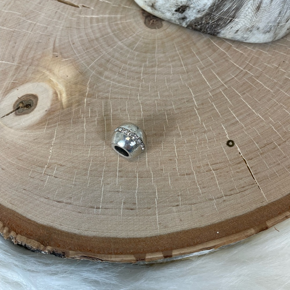 Brighton Glimmer Crystals Hammered Silver Charm Spacer Bead